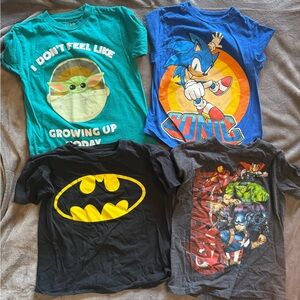 Graphic T-Shirts Set with Batman, Sonic, and More